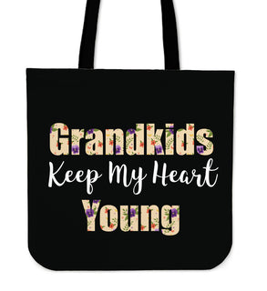 Interesting Grandkids Keep My Heart Young Tote Bags