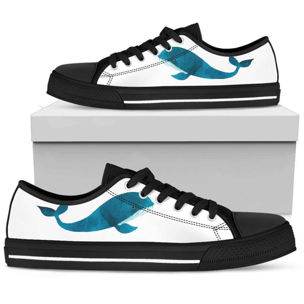 Whale Blue White Surfing Whale Beautiful Fascinating Low Top Shoes