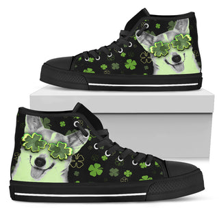 Corgi Wearing Four Leaf Clover Eyeglasses High Top Shoes