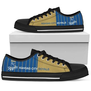 Simple Design Vertical Stripes Kansas City Royals Low Top Shoes