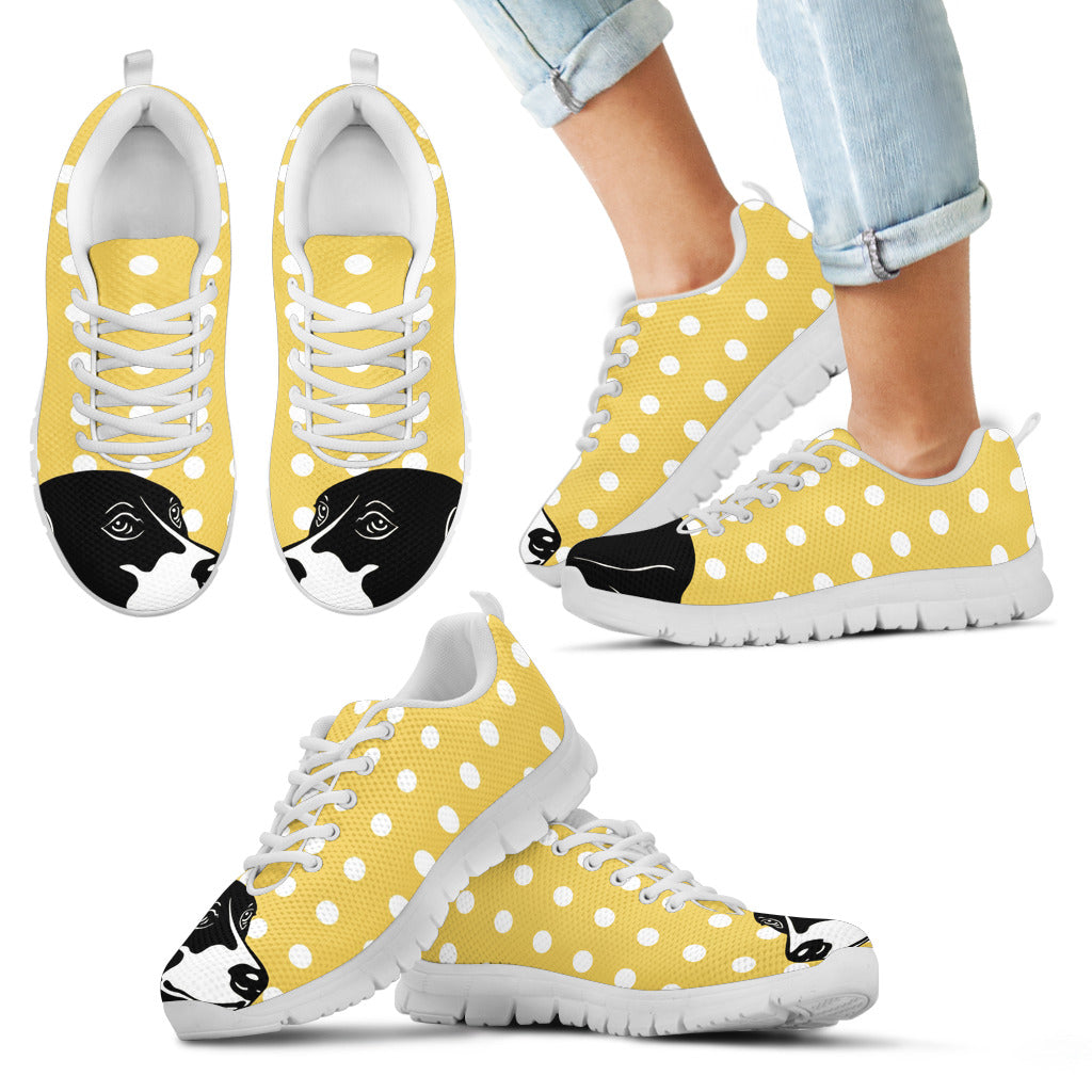Pastel Yellow White Dot Vintage Beagle Face Sneakers
