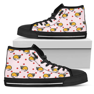 Funny Cat High Top Shoes Taco Cat Taco Pattern Pink