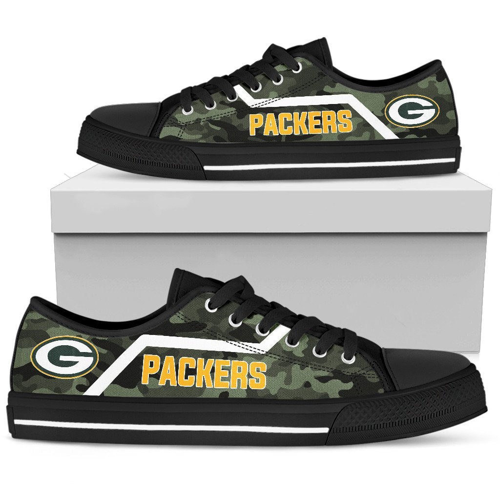Camo Green Bay Packers Logo Low Top Shoes