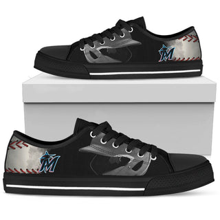 Artistic Scratch Of Miami Marlins Low Top Shoes