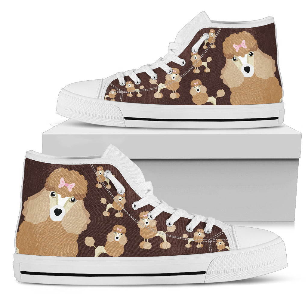 Funny Poodle Dog High Top Shoes Poodle Face Pattern