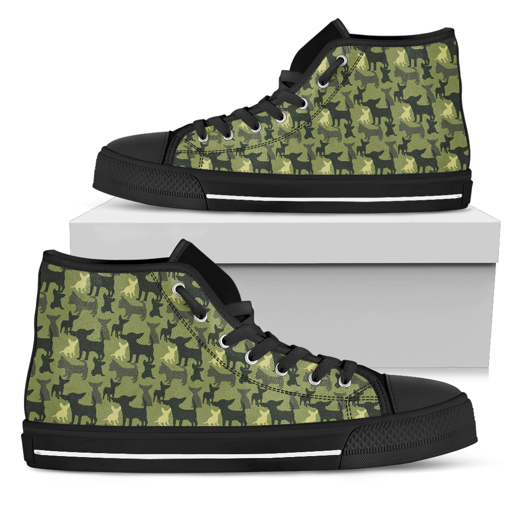 Camouflage Solider Military Chihuahua Dog High Top Shoes