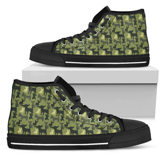 Camouflage Solider Military Chihuahua Dog High Top Shoes