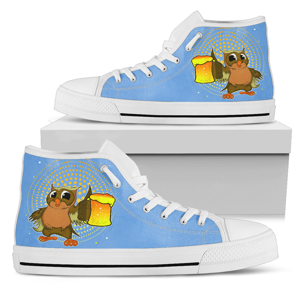 Owl With Beer High Top Shoes