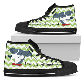 Green Wave Pattern Greyhound High Top Shoes