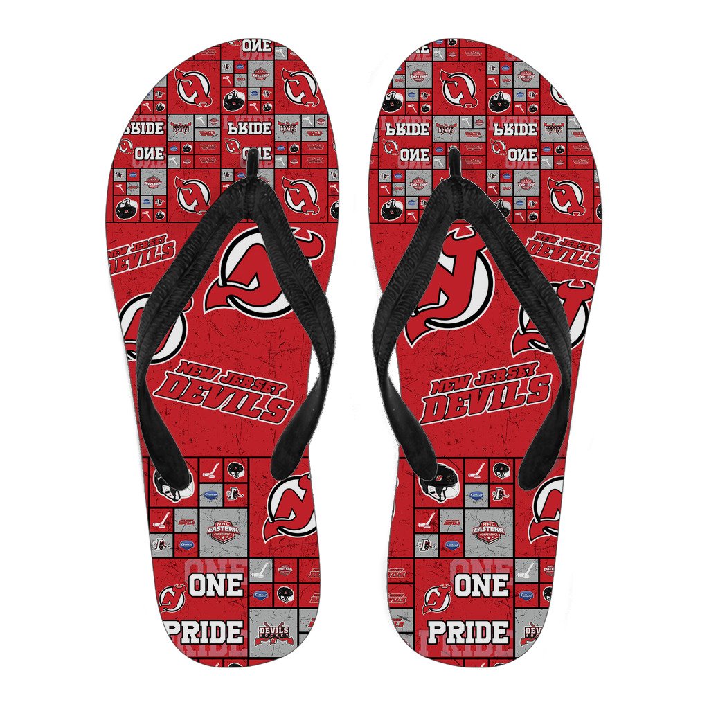 Color of Pride Flag New Jersey Devils Flip Flops