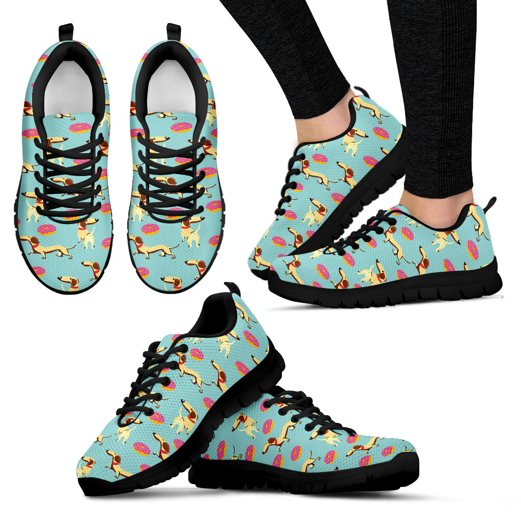 Retro Donuts Pattern Dachshund Sneakers