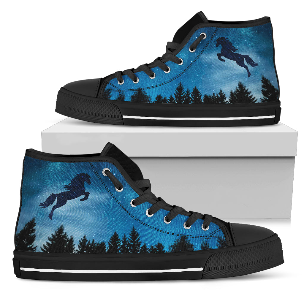 Horse Shadow In Midnight Forest High Top Shoes
