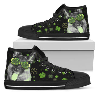 Schnauzer Wearing Four Leaf Clover Eyeglasses High Top Shoes