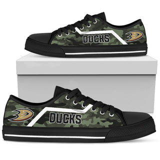 Camo Anaheim Ducks Logo Low Top Shoes