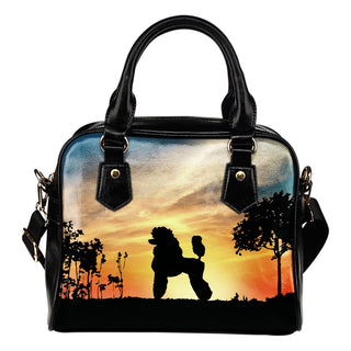 Poodle Sunshine Silhouette Shoulder Handbags