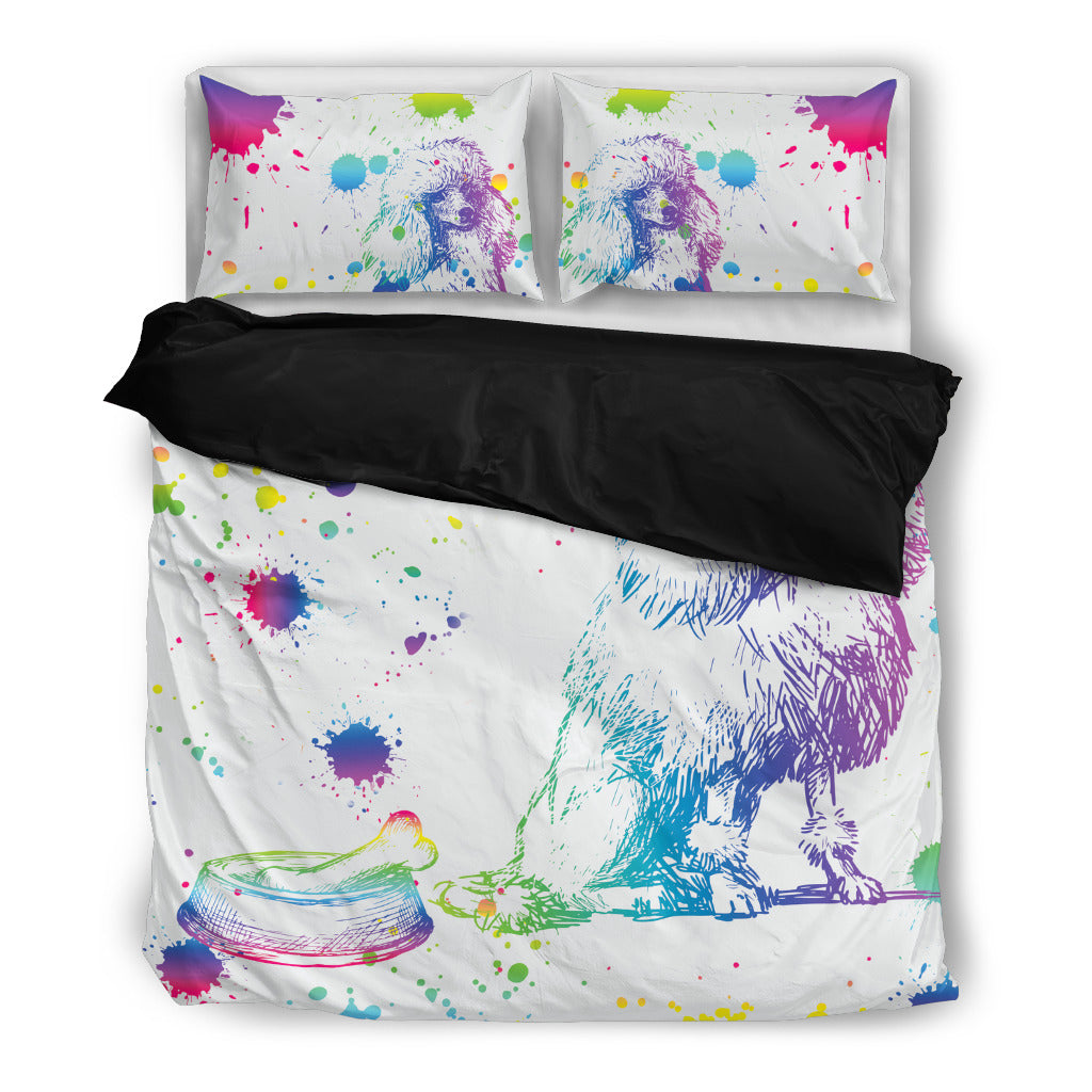 Poodle Watercolor White Background Bedding Sets