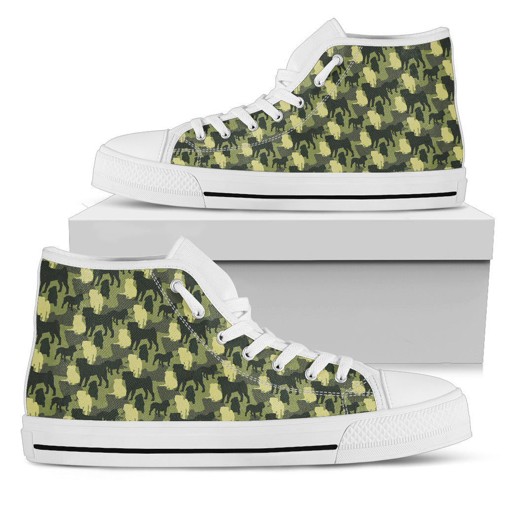 Camouflage Solider Military Pug Dog High Top Shoes