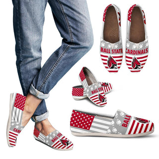 Proud of American Flag Ball State Cardinals Casual Shoes