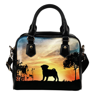 Pug Sunshine Silhouette Shoulder Handbags