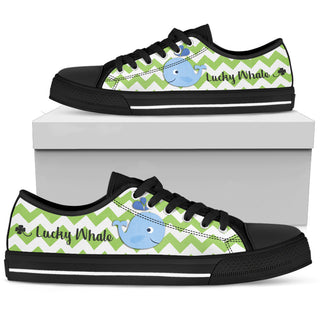 Green Wave Pattern Whale Low Top Shoes