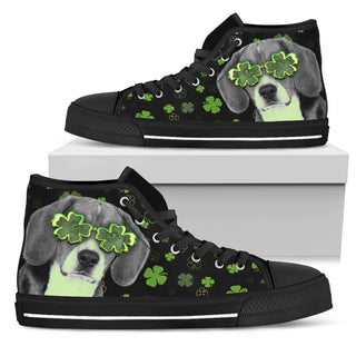 Beagle Wearing Four Leaf Clover Eyeglasses High Top Shoes