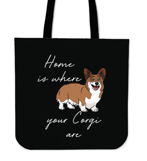 Home Is Where My Corgi Are Tote Bags