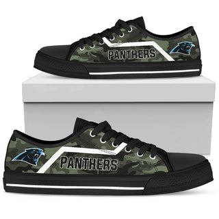 Camo Carolina Panthers Logo Low Top Shoes