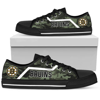 Camo Boston Bruins Logo Low Top Shoes