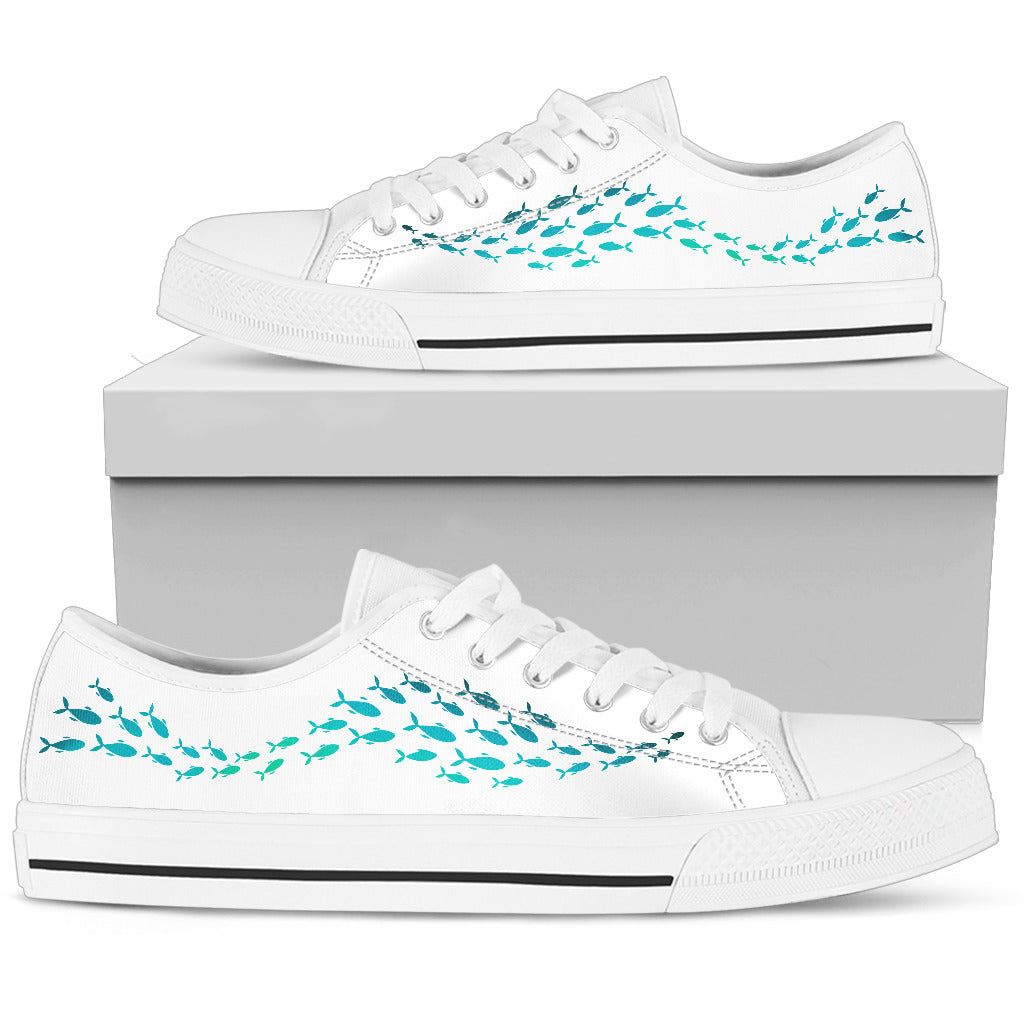 Whale Low Top Shoes Lovely Style Blue Colors