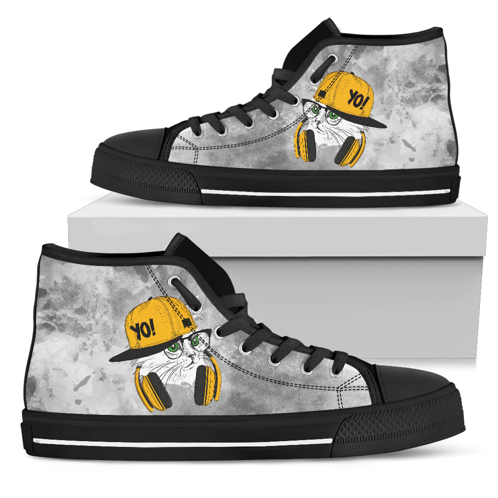 Cat Loves Music Lovely Cat Cute Cat Gifts for Cat Lovers High Top Shoes Ver 4