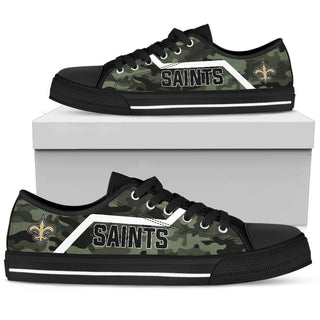 Camo New Orleans Saints Logo Low Top Shoes