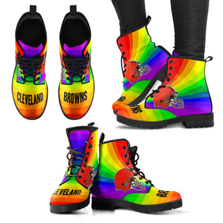 Awesome Rainbow Cleveland Browns Boots