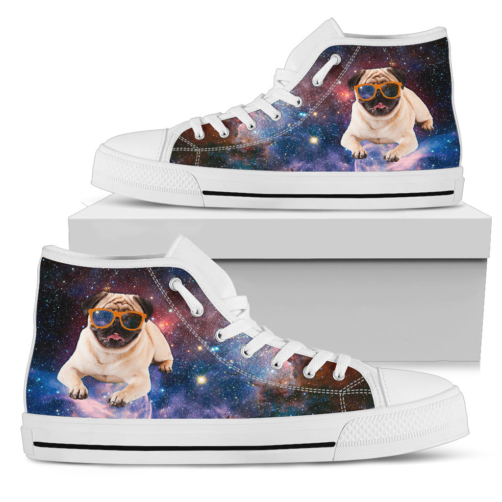 Galaxy Space Flying Pug High Top Shoes