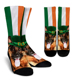 Irish German Shepherd Ireland Flag Background Crew Socks