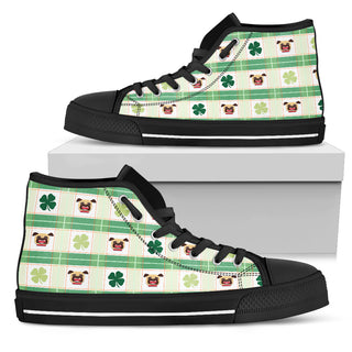Shamrock With Pug High Top Shoes