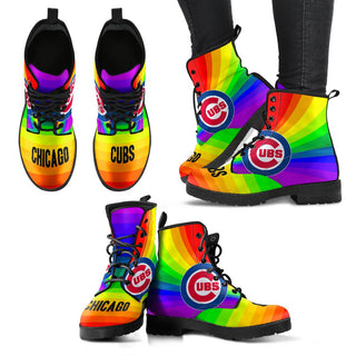 Awesome Rainbow Chicago Cubs Boots