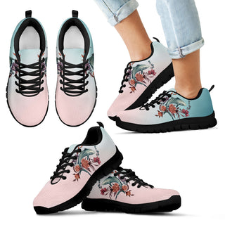 Shark Painting With Floral Pastel Cool Sneakers Ver 1