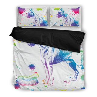 Boxer Watercolor White Background Bedding Sets