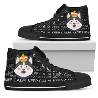 Keep Calm And Siberian Husky On High Top Shoes