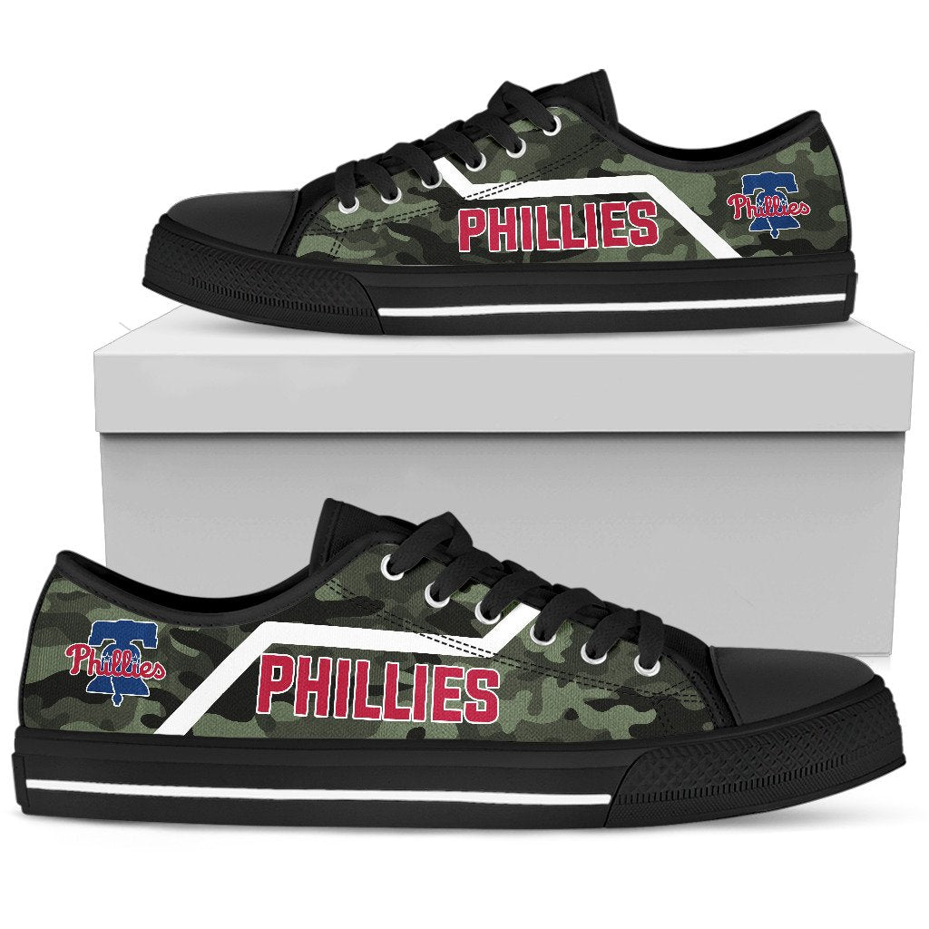 Camo Philadelphia Phillies Logo Low Top Shoes