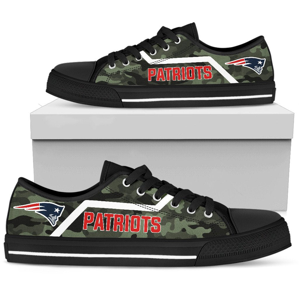 Camo New England Patriots Logo Low Top Shoes