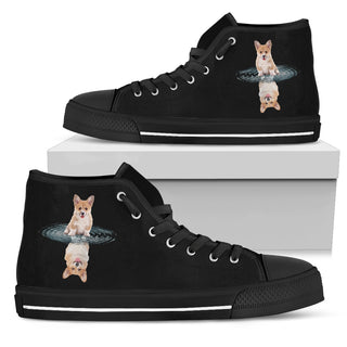 Corgi Dream Reflect Water High Top Shoes