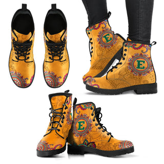 Golden Boho Flower Eastern Michigan Eagles Leather Boots