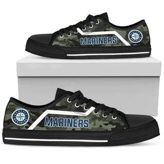 Camo Seattle Mariners Logo Low Top Shoes