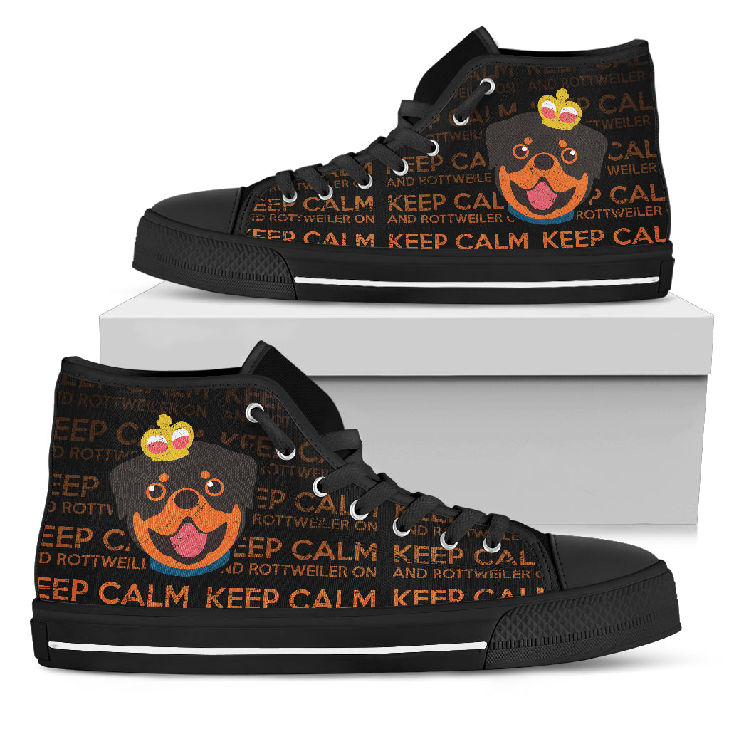Keep Calm And Rottweiler On High Top Shoes