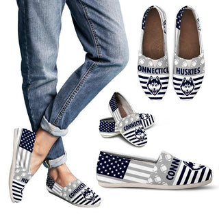 Proud of American Flag Connecticut Huskies Casual Shoes