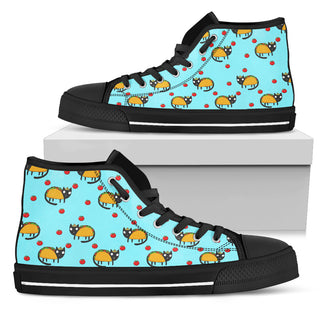 Funny Cat High Top Shoes Taco Cat Taco Pattern Blue