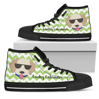 Green Wave Pattern Labrador High Top Shoes