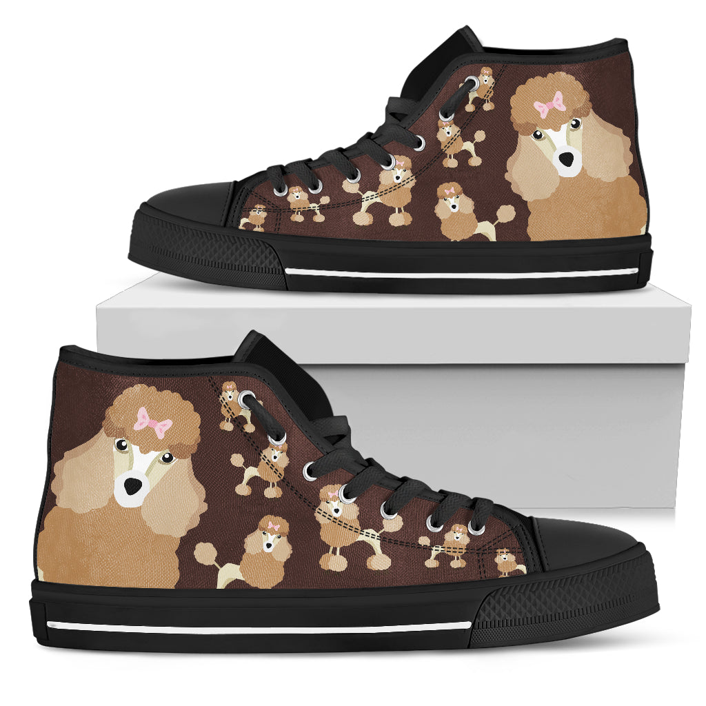 Funny Poodle Dog High Top Shoes Poodle Face Pattern