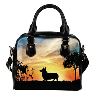 Corgi Sunshine Silhouette Shoulder Handbags